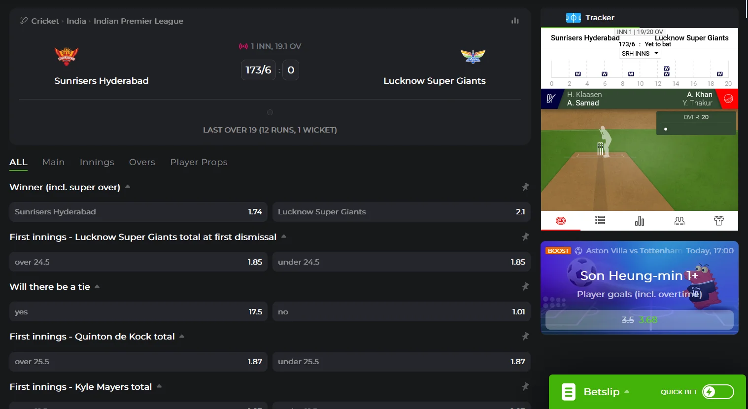 Live cricket betting on BC GAME: Dynamic timeline and animated action.
