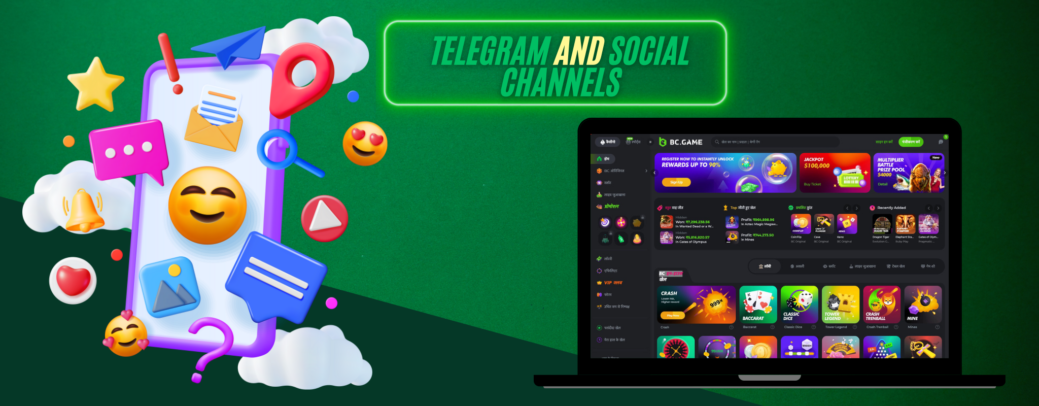 BC Game Support on Telegram and Social Channels